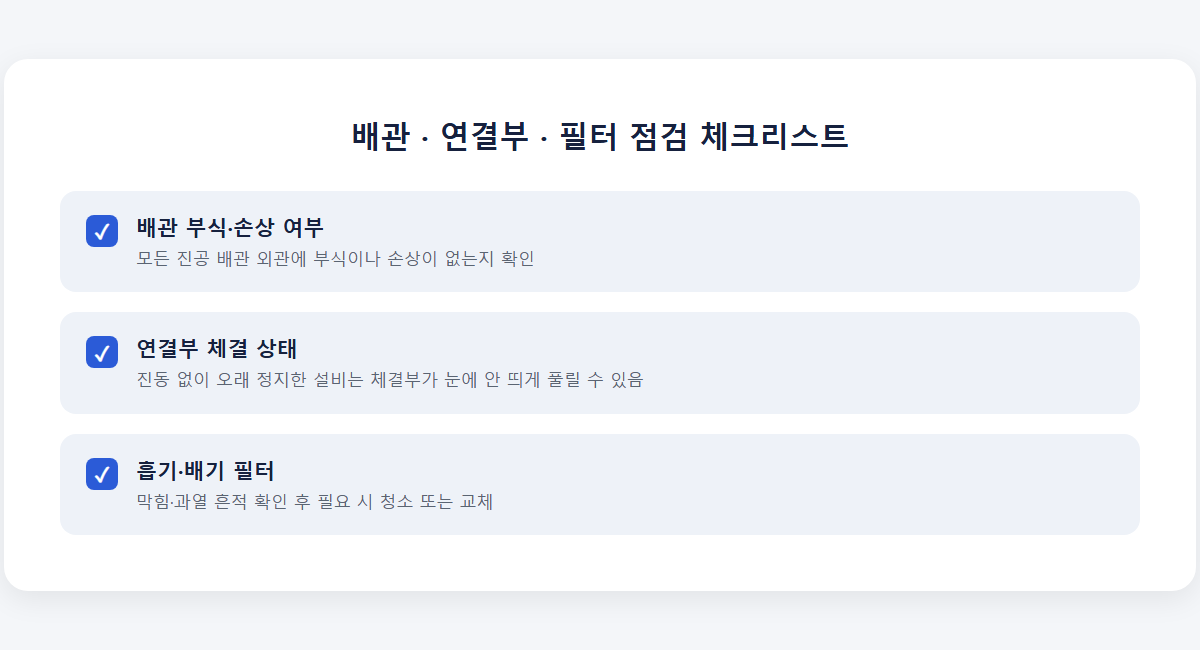 배관·연결부·필터 점검 체크리스트