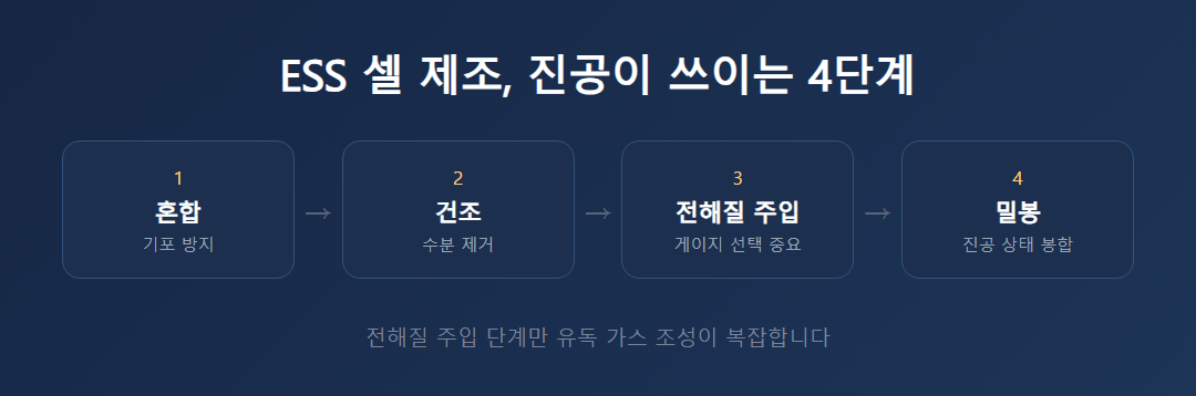 ESS 셀 제조 공정별 진공 적용 단계 요약