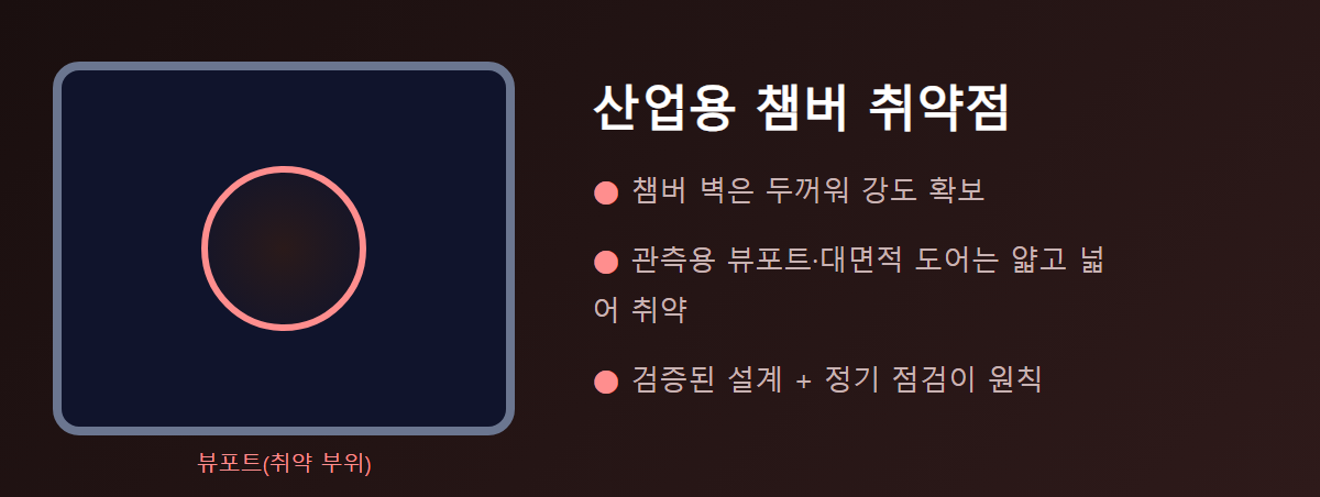 산업용 진공 챔버 뷰포트 취약 부위